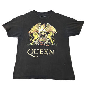 Queen Band T-Shirt Classic Crest Logo Black Graphic Tee Men's Large 2018 Bravado